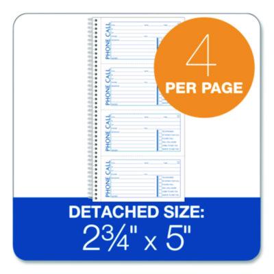 Adams Wirebound Telephone Message Book, Two-Part Carbonless, 4.75 X 2.75, 4 Forms/sheet, 400 Forms Total (ABFSC1154R) ABFSC1154R