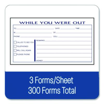Adams While You Were Out Messages Book, Two-Part Carbonless, 5 x 2.83, 3 Forms/Sheet, 300 Forms Total (ABFSC8603D) ABFSC8603D