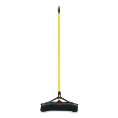 Rubbermaid Commercial Maximizer Push-To-Center Broom, Poly Bristles, 18 X 58.13, Steel Handle, Yellow/black (RCP2018727) RCP2018727