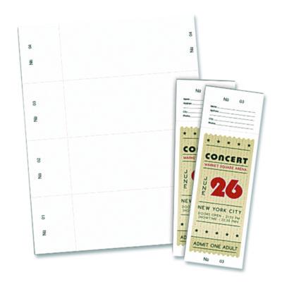 Blanks/USA Jumbo Micro-Perforated Event/Raffle Ticket, 90 lb Index Weight, 8.5 x 11, White, 4 Tickets/Sheet, 250 Sheets/Pack (BLA10X9WH) BLA10X9WH