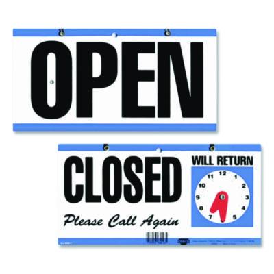 COSCO Open/Closed Outdoor Sign, 11.6 x 6, Blue/White/Black (CSC098013) CSC098013