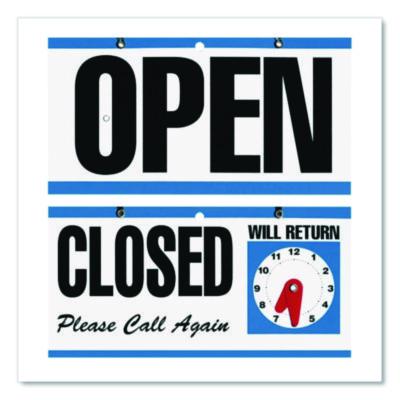 COSCO Open/Closed Outdoor Sign, 11.6 x 6, Blue/White/Black (CSC098013) CSC098013