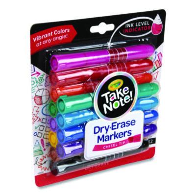 Crayola Take Note Dry-Erase Markers, Broad, Chisel Tip, Assorted, 12/Pack (CYO586545) CYO586545