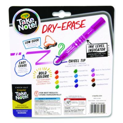 Crayola Take Note Dry-Erase Markers, Broad, Chisel Tip, Assorted, 12/Pack (CYO586545) CYO586545