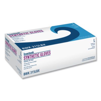 Boardwalk Powder-Free Synthetic Vinyl Gloves, Large, Beige, 4 Mil, 100/box (BWK315LBX) BWK315LBX