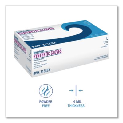 Boardwalk Powder-Free Synthetic Vinyl Gloves, Large, Beige, 4 Mil, 100/box (BWK315LBX) BWK315LBX