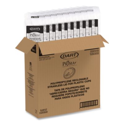 Dart Prima Strawless Plastic Lids, Fits 12 oz to 26 oz Cold Cups, Clear, 100/Sleeve, 10 Sleeves/Carton (DCCP626RSL) DCCP626RSL