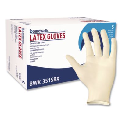 Boardwalk Powder-Free Latex Exam Gloves, Small, Natural, 4 4/5 mil, 1,000/Carton (BWK351SCT) BWK351SCT