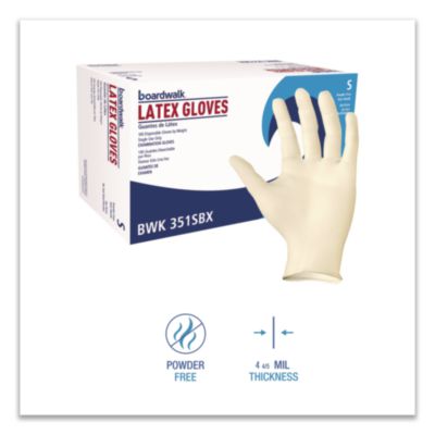 Boardwalk Powder-Free Latex Exam Gloves, Small, Natural, 4 4/5 mil, 1,000/Carton (BWK351SCT) BWK351SCT