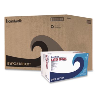 Boardwalk Powder-Free Latex Exam Gloves, Small, Natural, 4 4/5 mil, 1,000/Carton (BWK351SCT) BWK351SCT