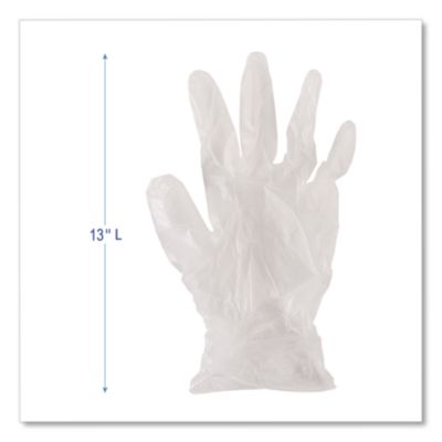 Boardwalk General Purpose Vinyl Gloves, Powder/Latex-Free, 2.6 mil, Large, Clear, 100/Box (BWK365LBX) BWK365LBX