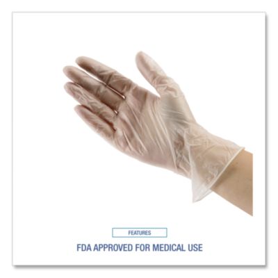 Boardwalk General Purpose Vinyl Gloves, Powder/Latex-Free, 2.6 mil, Large, Clear, 100/Box (BWK365LBX) BWK365LBX