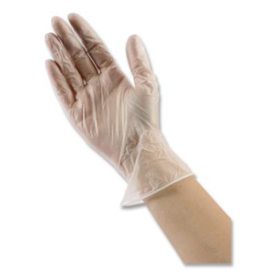 Boardwalk General Purpose Vinyl Gloves, Powder/Latex-Free, 2.6 mil, Large, Clear, 100/Box (BWK365LBX) BWK365LBX