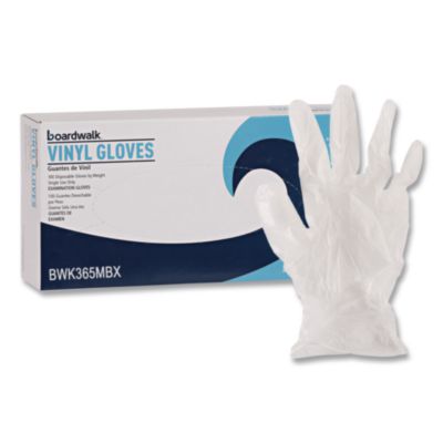Boardwalk General Purpose Vinyl Gloves, Powder/Latex-Free, 2.6 mil, Medium, Clear, 100/Box, 10 Boxes/Carton (BWK365MCT) BWK365MCT