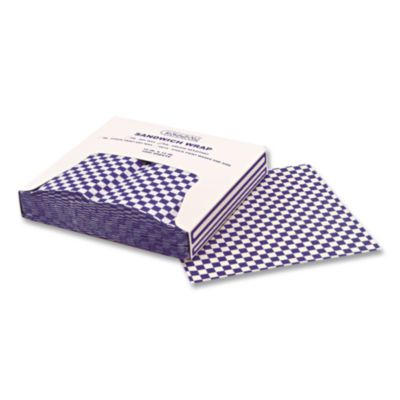 Bagcraft Grease-Resistant Paper Wraps And Liners, 12 X 12, Blue Check, 1,000/box, 5 Boxes/carton (BGC057850) BGC057850