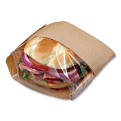 Bagcraft Dubl View Sandwich Bags, 9.5" x 5.75" x 2.75", Natural Brown/Clear, 500/Carton (BGC300094) BGC300094