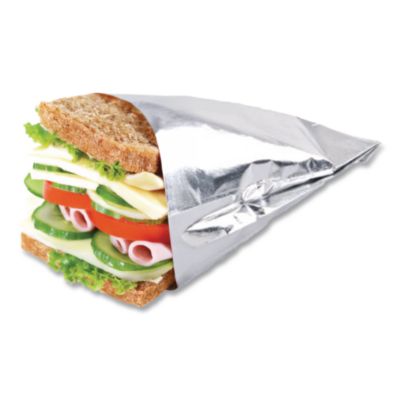 Bagcraft Foil Single-Serve Bags, Unlabeled Burger, 6" x 0.75" x 6.5", Silver, 1,000/Carton (BGC300533) BGC300533