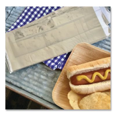 Bagcraft Foil Single-Serve Bags, Unlabeled Hot Dog, 3.5" x 1.5" x 8.5", Silver, 1,000/Carton (BGC300456) BGC300456