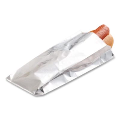 Bagcraft Foil Single-Serve Bags, Unlabeled Hot Dog, 3.5" x 1.5" x 8.5", Silver, 1,000/Carton (BGC300456) BGC300456