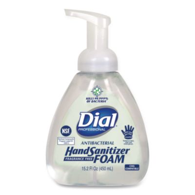 Dial Antibacterial Foam Hand Sanitizer, 15.2 oz Pump Bottle, Fragrance-Free, 4/Carton (06040) DIA06040