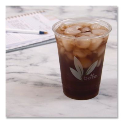 Dart Bare Eco-Forward RPET Cold Cups, 16 oz to 18 oz, Leaf Design, Clear, 50/Pack (RTP16DBAREPK) DCCRTP16DBAREPK