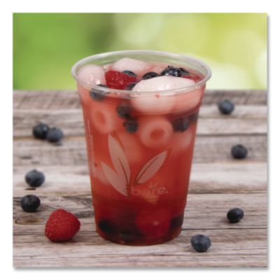 Dart Bare Eco-Forward RPET Cold Cups, 16 oz to 18 oz, Leaf Design, Clear, 50/Pack (RTP16DBAREPK) DCCRTP16DBAREPK