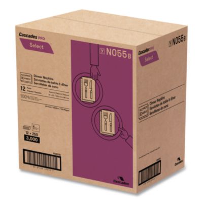 Cascades PRO Select Dinner Napkins, 1-Ply, 16 X 15.5, Natural, 250/pack, 12 Packs/carton (CSDN055) CSDN055