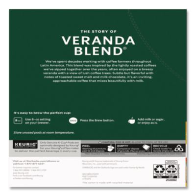 Starbucks Veranda Blend Coffee K-Cups Pack, 24/box (SBK011111159) SBK011111159