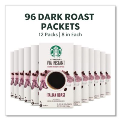 Starbucks VIA Ready Brew Coffee, 0.11 oz, Italian Roast, 8 Packets/Bag, 12 Bags/Carton (SBK12407838CT) SBK12407838CT