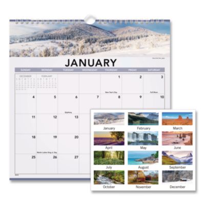 AT-A-GLANCE Landscape Monthly Wall Calendar, Landscapes Photography, 12 x 12, White/Multicolor Sheets, 12-Month (Jan to Dec): 2025 (AAG88200) AAG88200