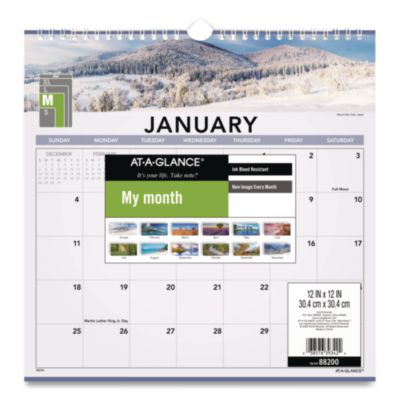 AT-A-GLANCE Landscape Monthly Wall Calendar, Landscapes Photography, 12 x 12, White/Multicolor Sheets, 12-Month (Jan to Dec): 2025 (AAG88200) AAG88200