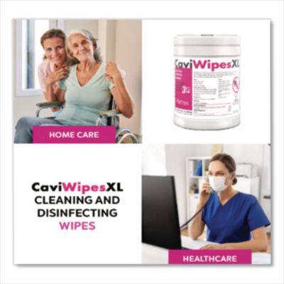 CaviWipes XL Disinfecting Towelettes, 10 x 12, Fragrance Free, White, 66 Wipes/Canister (BHCMACW078150) BHCMACW078150