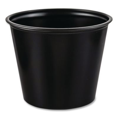 SOLO Portion Containers, 5.5 oz, Plastic, Black, 250/Bag, 10 Bags/Carton (DCCP550BLK) DCCP550BLK