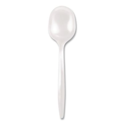 Berkley Square Mediumweight Polypropylene Cutlery, Soup Spoon, Plastic, White, 1,000/Carton (BSQ1014000) BSQ1014000