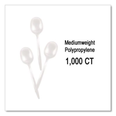 Berkley Square Mediumweight Polypropylene Cutlery, Soup Spoon, Plastic, White, 1,000/Carton (BSQ1014000) BSQ1014000