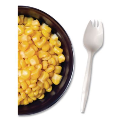 Berkley Square Mediumweight Polypropylene Cutlery, Spork, Plastic, White, 1,000/Carton (BSQ1015000) BSQ1015000