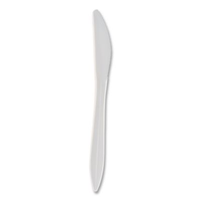 Berkley Square Elegant Dinnerware Heavyweight Cutlery, Knife, Plastic, White, 500/Box (BSQ1071010) BSQ1071010