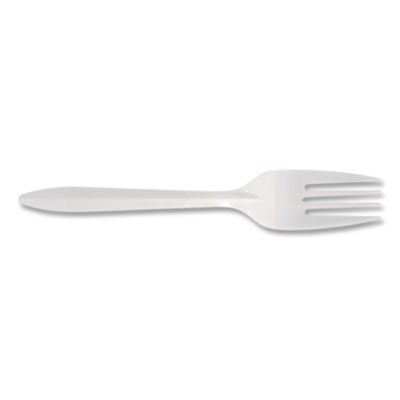 Berkley Square Mediumweight Polypropylene Cutlery, Fork, Plastic, White, 1,000/Carton (BSQ1012000) BSQ1012000