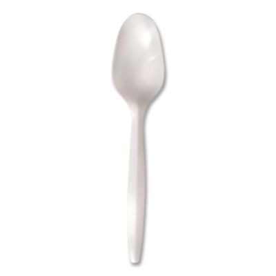 Berkley Square Individually Wrapped Mediumweight Cutlery, Spoon, Plastic, White, 1,000/Carton (BSQ1103000) BSQ1103000