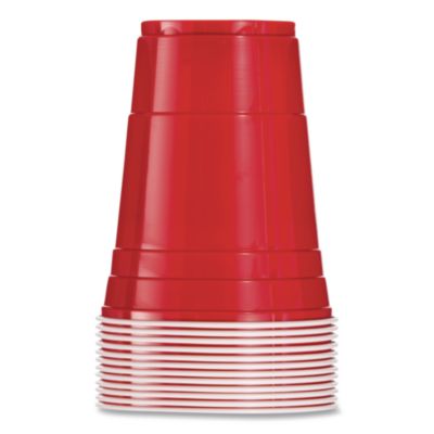 Dart SOLO Party Plastic Cold Drink Cups, 16 oz, Red, 50/Bag, 20 Bags/Carton (P16R) DCCP16R