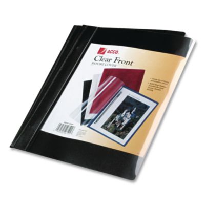 ACCO Clear Front Vinyl Report Cover, Prong Fastner, 0.5" Capacity, 8.5 X 11, Clear/black, 10/pack (ACC26101) ACC26101