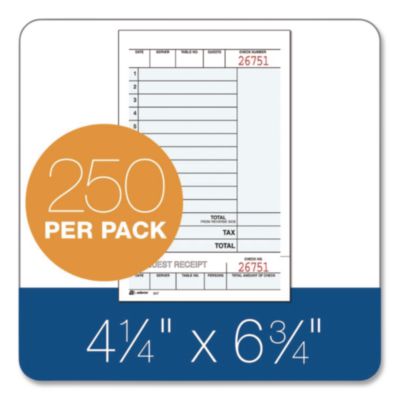 Adams Guest Check Unit Set, Two-Part Carbonless, 6.75 x 4.25, 50 Forms/Pad, 5 Pads/Pack (ABF947SWC) ABF947SWC