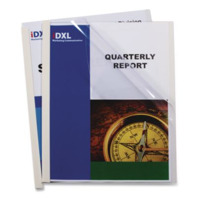 C-Line Vinyl Report Covers with Binding Bars, 0.13" Capacity,  8.5 x 11, Clear/Clear, 50/Box (CLI32457) CLI32457