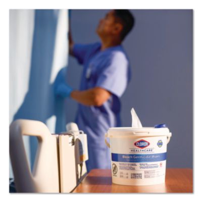 Clorox Healthcare Bleach Germicidal Wipes, 1-Ply, 6.75 x 9, Unscented, White, 100 Wipes/Flat Pack, 6 Packs/Carton (CLO32621) CLO32621