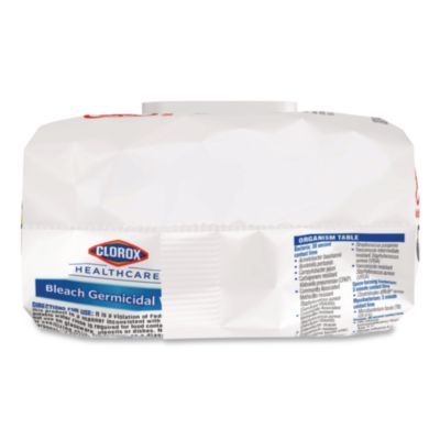 Clorox Healthcare Bleach Germicidal Wipes, 1-Ply, 6.75 x 9, Unscented, White, 100 Wipes/Flat Pack, 6 Packs/Carton (CLO32621) CLO32621