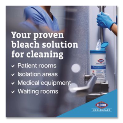 Clorox Healthcare Bleach Germicidal Wipes, 1-Ply, 6.75 x 9, Unscented, White, 70/Canister, 6 Canisters/Carton (CLO35309CT) CLO35309CT