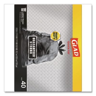 Glad Lawn and Leaf Large Quick-Tie Trash Bags, Tie-Flap, 30 gal, 0.81 mil, 30" x 33", Black, 40 Bags/Box, 4 Boxes/Carton (CLO60035) CLO60035