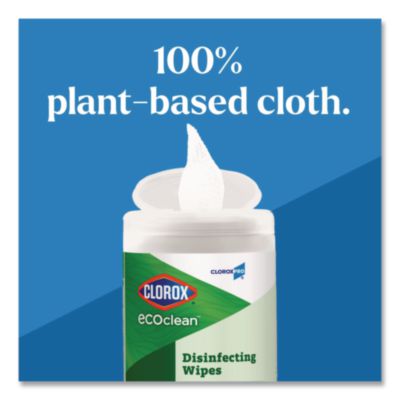 Clorox EcoClean Disinfecting Wipes, 1-Ply, 8 x 7, Unscented, White, 6/Carton (CLO60605CT) CLO60605CT