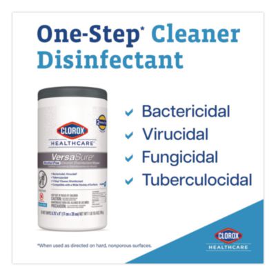 Clorox Healthcare VersaSure Cleaner Disinfectant Wipes, 1-Ply, 12 x 12, Fragranced, White, 110/Bucket (CLO31759EA) CLO31759EA