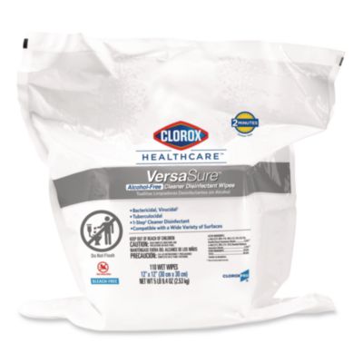 Clorox Healthcare VersaSure Cleaner Disinfectant Wipes, 1-Ply, 12 x 12, Fragranced, White, 110/Pouch (CLO31761EA) CLO31761EA